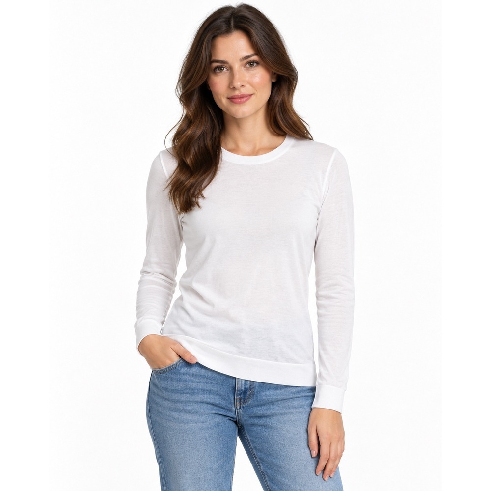 J.Crew Teddie Sweater Womens Medium White 100% Cotton Crew Neck Long Sleeve Knit
